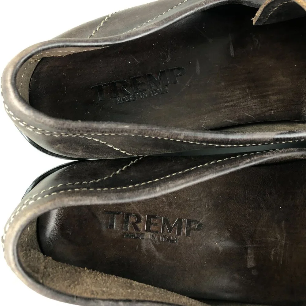 Tremp Men's Size 45 Brown Leather Closed Toe Slip On Driving Shoes Loafers ITALY
